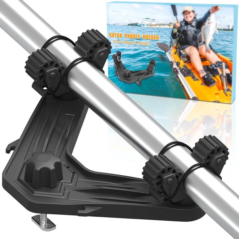 Huntury DoubleHeader Kayak Track Paddle Holder, Save Kayak Track Space, Kayak Paddle Clip, Kayak Track Mount Accessories, Kayak Oar/Fishing Net/Gaff Holder for Fishing, Kayak Fishing Accessories - Image 1